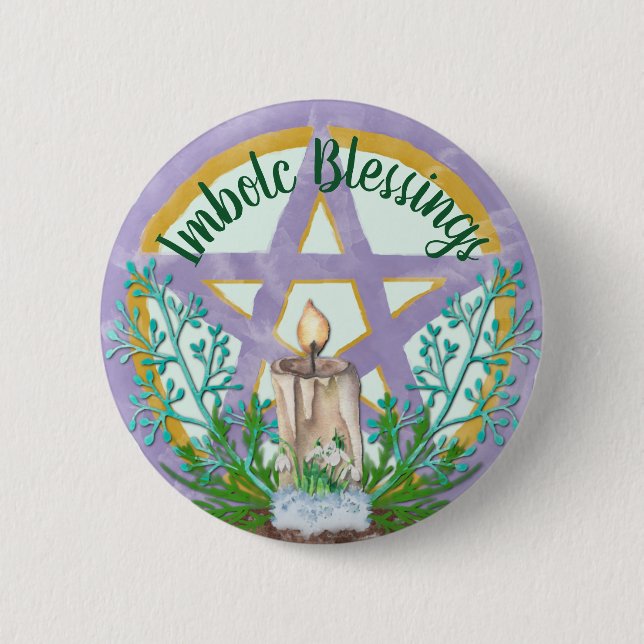 Imbolc Blessings Celtic Wicca Holiday Pentacle 6 Cm Round Badge (Front)