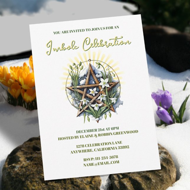 Imbolc Candlemas Sunshine & Snowdrops Pagan Invitation (Imbolc Candlemas Sunshine & Snowdrops Pagan Holiday Invitation)
