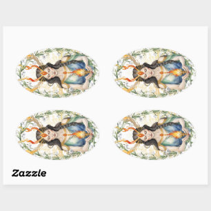 Imbolc Floral Goddess Wiccan Holiday Oval Sticker