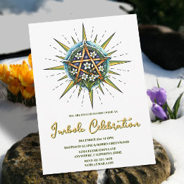 Imbolc Sunshine Snowdrop Pentacle Pagan Holiday Invitation