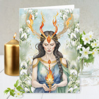 Imbolc Wiccan Goddess Flame & Snowdrop Flowers