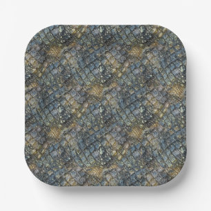 Imitation crocodile skin. Animal print. Paper Plate