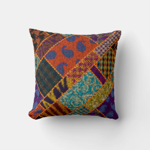 Imitation of indian patchwork pattern with texture cushion