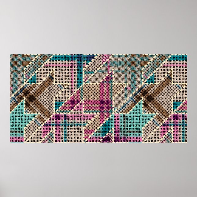 Imitation of indian patchwork pattern with texture poster (Front)