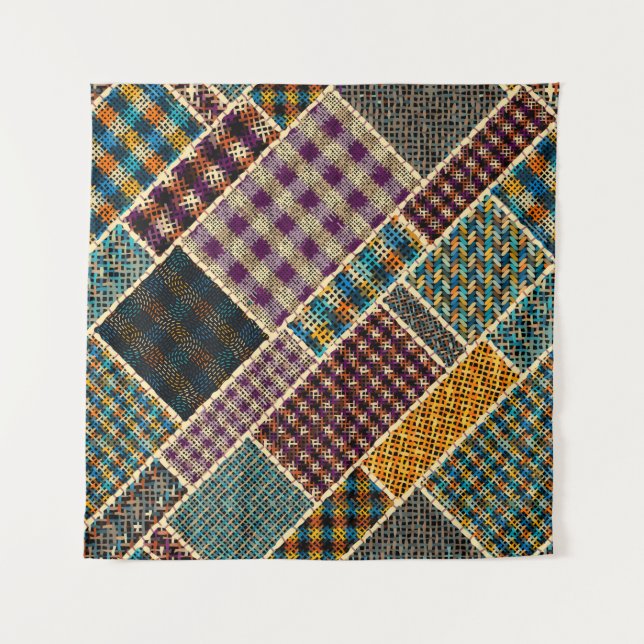 Imitation of indian patchwork pattern with texture tapestry (Front)