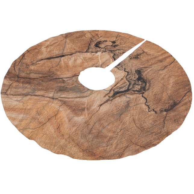 Imitation Wood With Knots Brushed Polyester Tree Skirt (Angled)