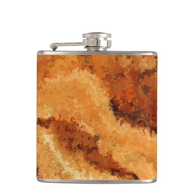 Imitation Woodgrain Burel Pattern  Hip Flask (Front)
