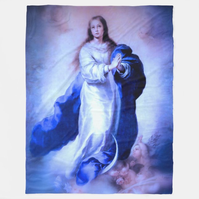 Immaculate Conception Blue Fleece Blanket (Front)