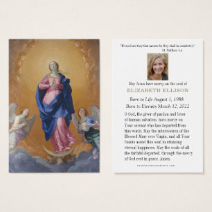 Immaculate Conception Funeral Memorial Prayer Card