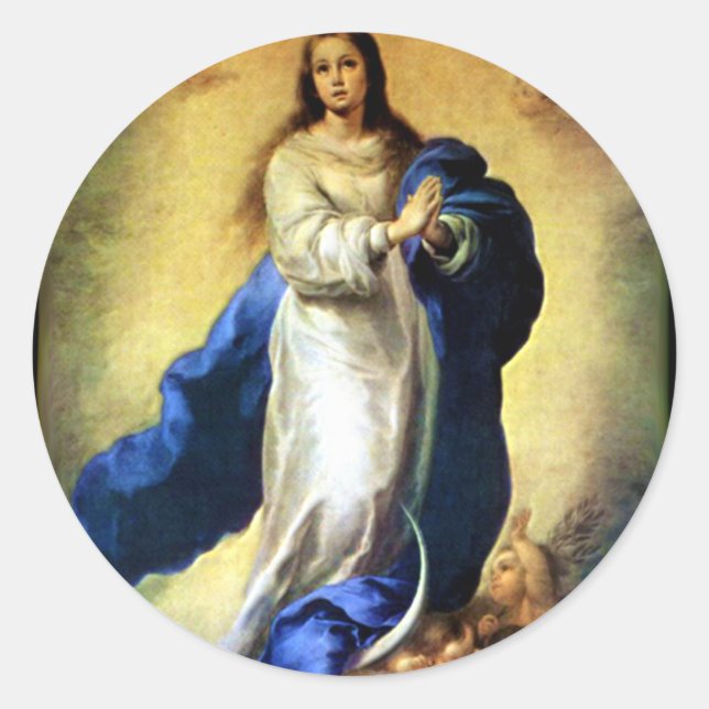 Immaculate Conception of Virgin Mary - Murillo Classic Round Sticker (Front)
