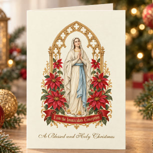 Immaculate Conception Virgin Mary Poinsettias Card
