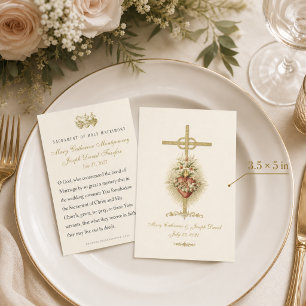 Immaculate Heart of Mary Catholic Wedding Favour Card
