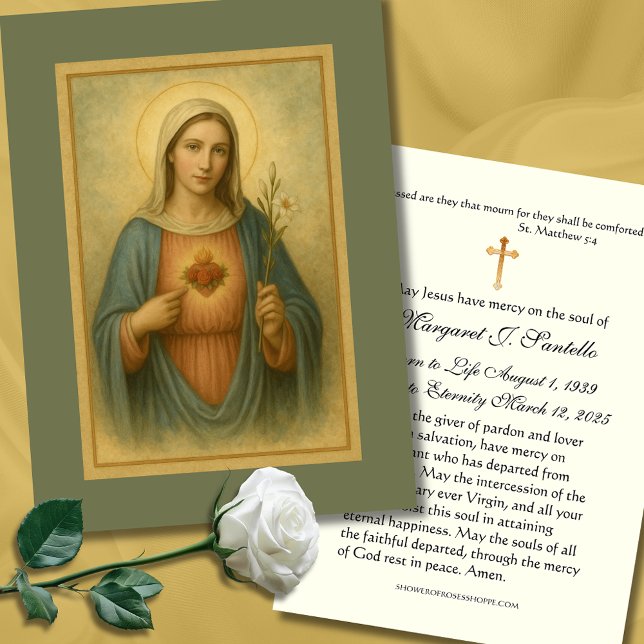 Immaculate Heart of Mary Funeral Memorial Business Card (Creator Uploaded)
