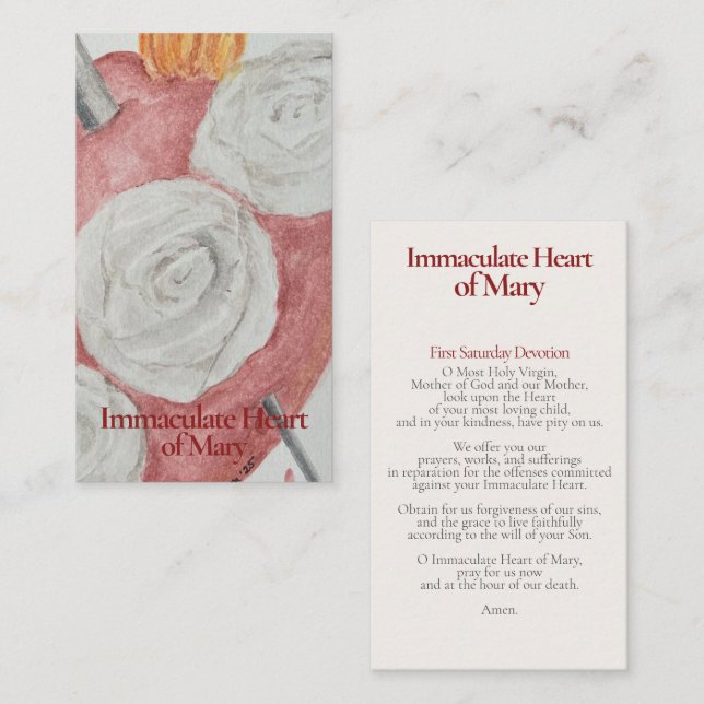Immaculate Heart of Mary Holy Card - Fatima (Front/Back)