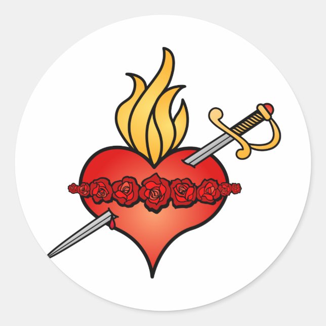 Immaculate Heart of Mary Icon Classic Round Sticker (Front)