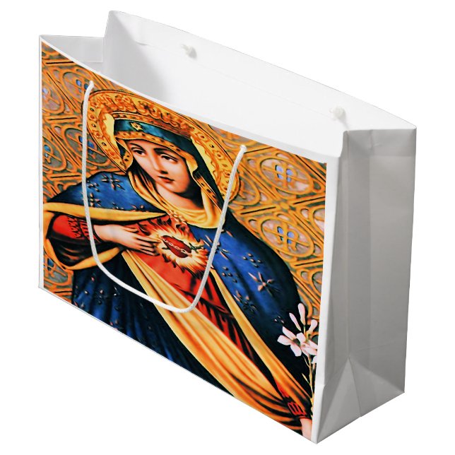 Immaculate Heart of Mary Large Gift Bag (Front Angled)