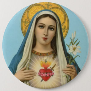 Immaculate Heart of Mary Lily, roses & sword 6 Cm Round Badge