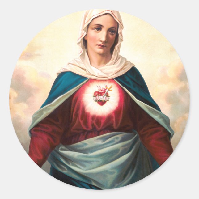 Immaculate Heart Of Mary Sacred Art Classic Round Sticker (Front)