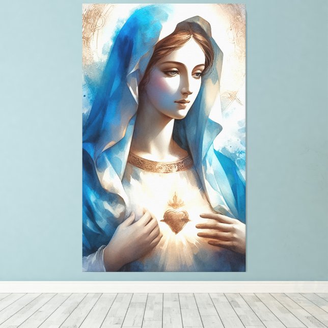 Immaculate heart of the virgin mary canvas print (Insitu(Wood Floor))