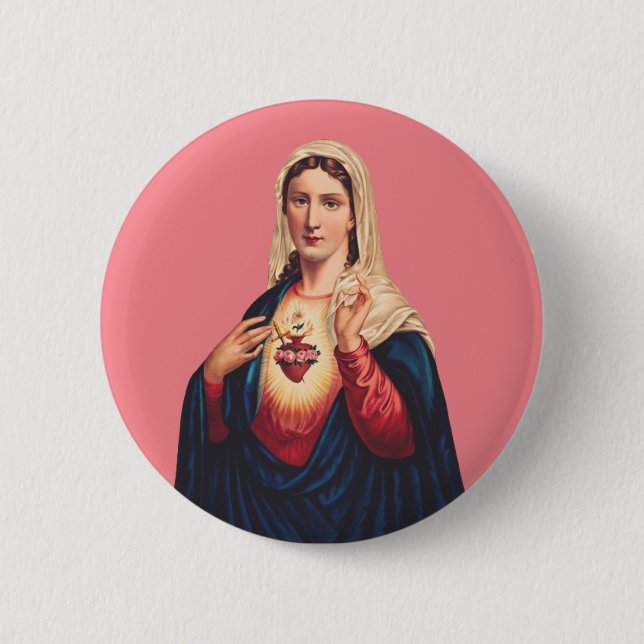 Immaculate Heart of Virgin Mary 6 Cm Round Badge (Front)