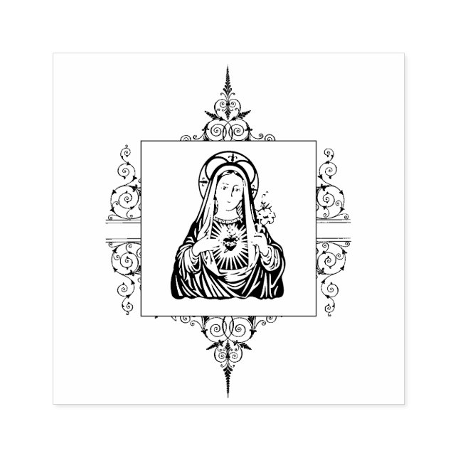 Immaculate Heart of Virgin Mary Catholic Religious Rubber Stamp (Imprint)