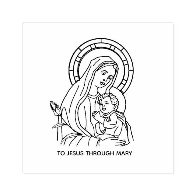 Immaculate Heart of Virgin Mary Jesus Religious Rubber Stamp (Imprint)
