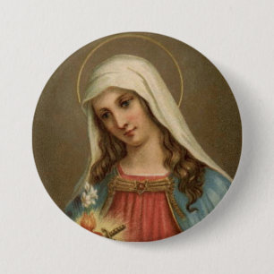 Immaculate Heart Virgin Mary Large 3" Button