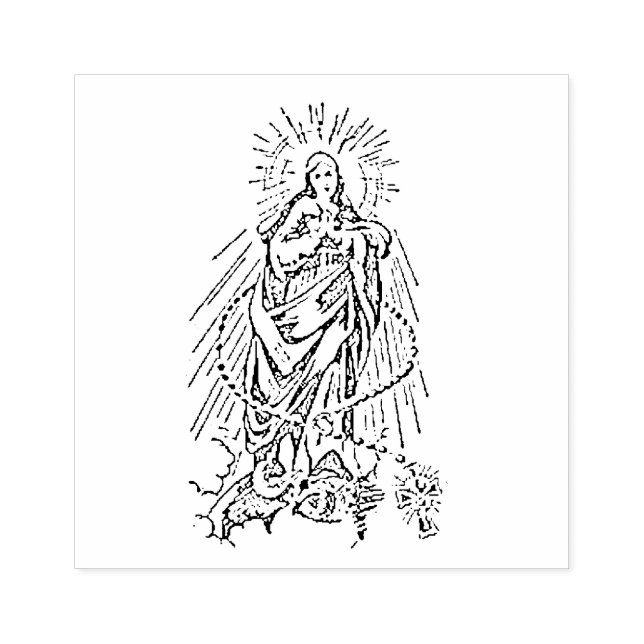 Immaculate Mother of Christ with Rosary Rubber Stamp (Imprint)
