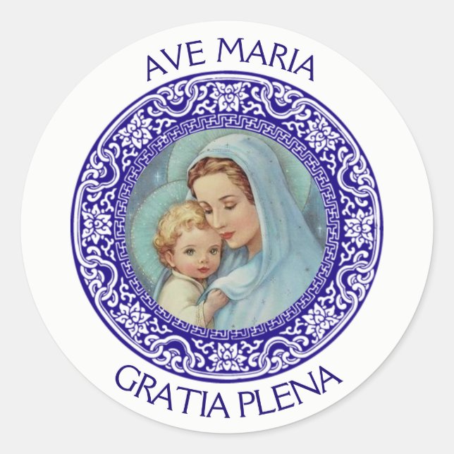 Immaculate Virgin Mary Baby Jesus Classic Round Sticker (Front)