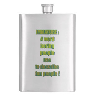 Immature funny text hip flask