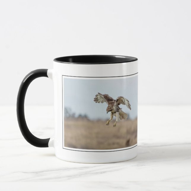 Immature Red Tailed Hawk Hovering Mug (Left)