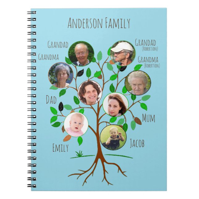 Immediate Family Photo Tree Spiral Notebook (Front)