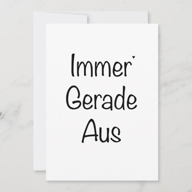 Immer Gerade Aus - minimalistic typography card (Front)