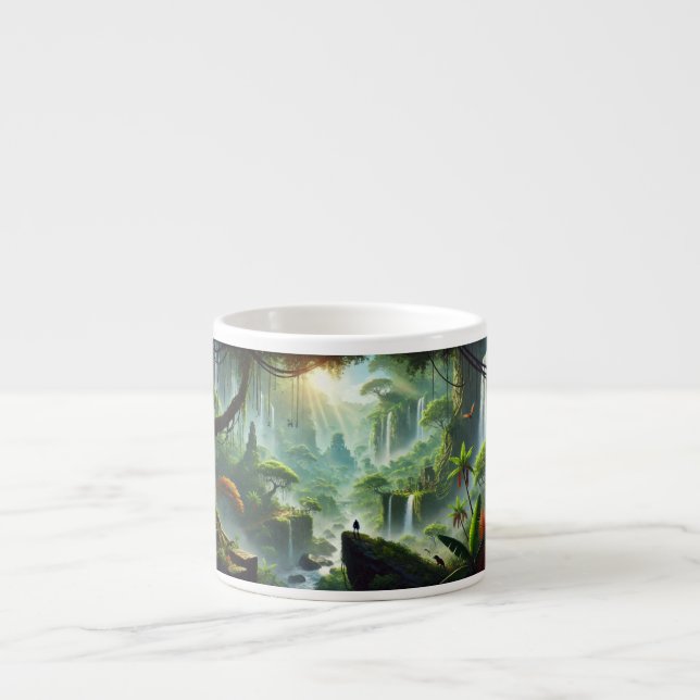 "Immersive Open-World Jungle Landscape  Espresso Cup (Front)