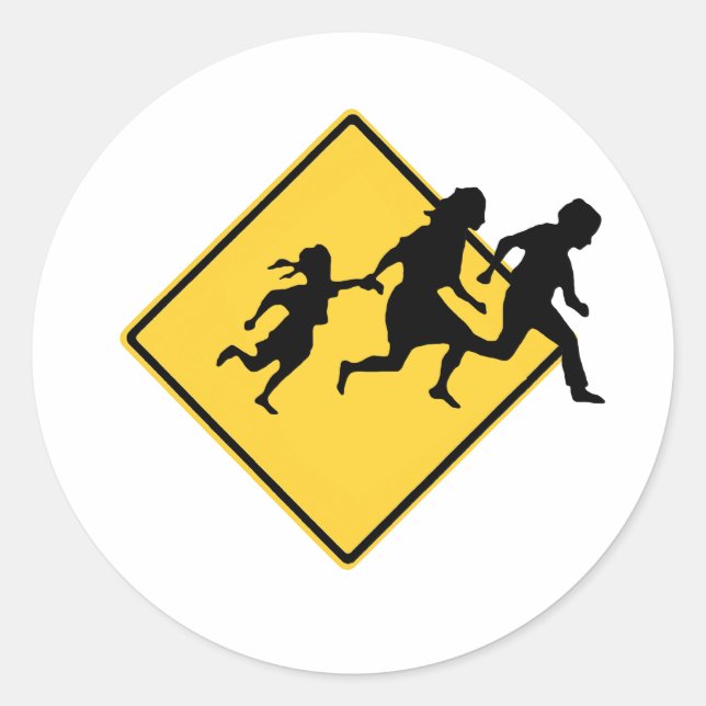 Immigrant crossing classic round sticker (Front)