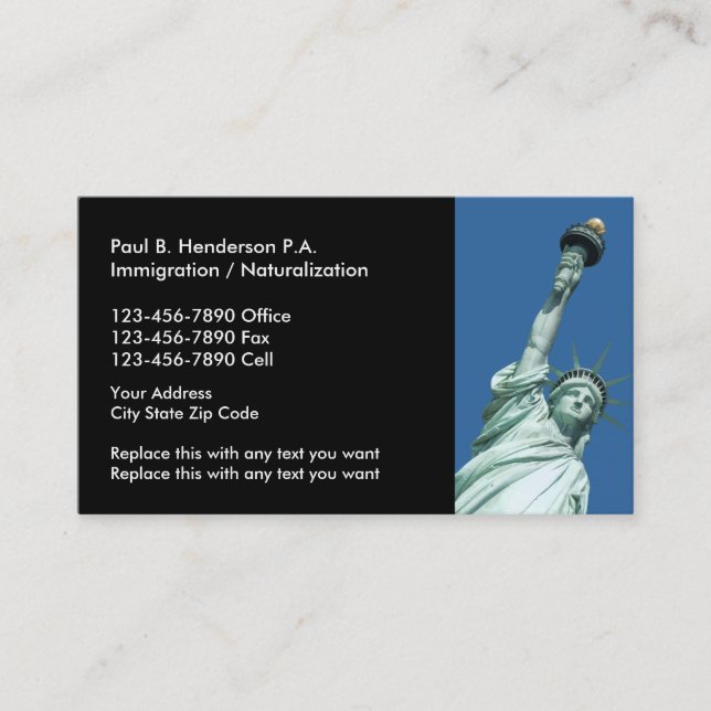 Immigration Attorney Business Cards (Front)