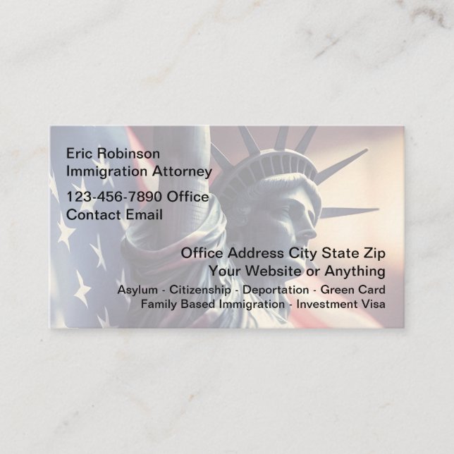 Immigration Attorney New Business Cards (Front)