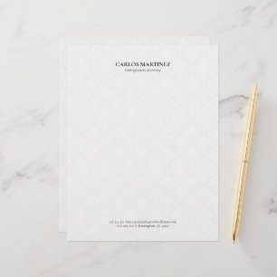 Immigration Attorney White Damasks Black Text Custom Letterhead