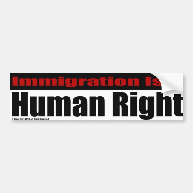 Immigration Is A Human Right Bumper Sticker (Front)