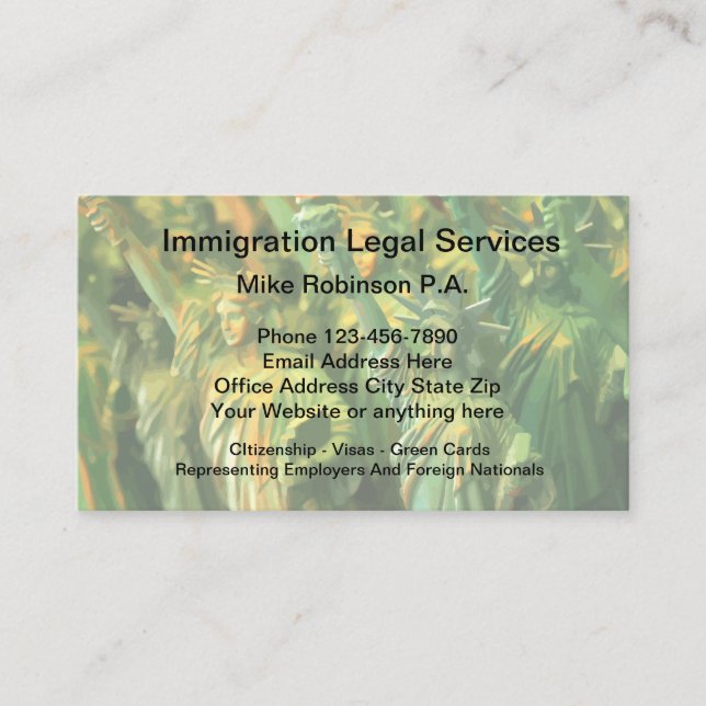 Immigration Lawyer And Legal Services Business Card (Front)