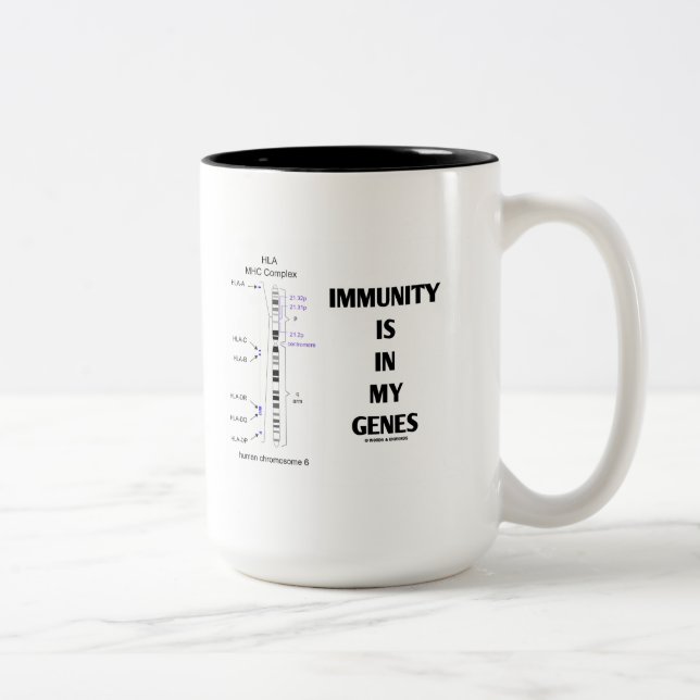 Immunity Is In My Genes (Immunology Chromosome 6) Two-Tone Coffee Mug (Right)