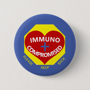 Immunocompromised - Blue, Yellow, Red Heart Button