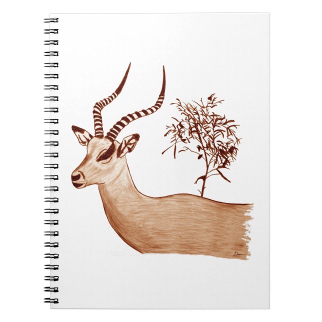 Impala Antelope Animal Wildlife Drawing Sketch Spiral Notebook (Front)