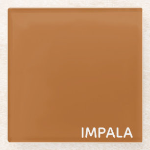 Impala brown colour name glass coaster