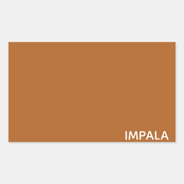 Impala brown colour name rectangular sticker (Front)