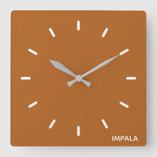 Impala brown colour name square wall clock