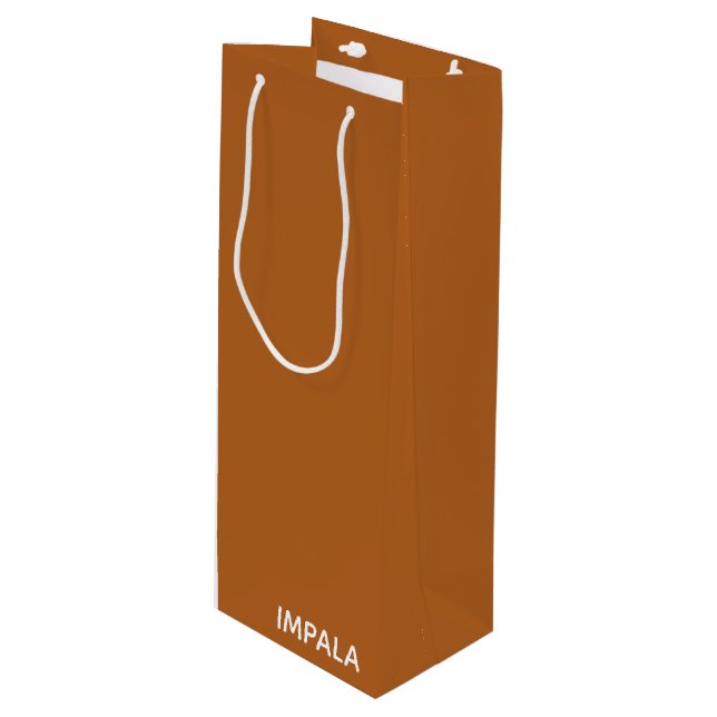 Impala brown colour name wine gift bag (Front Angled)