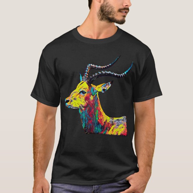 Impala Colourful Design Animal Nature Woods T-Shirt (Front)
