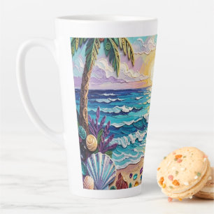 Impasto Beach and Sea Glass Sunset and Sunrise Latte Mug