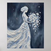 Impasto Blue Celestial Bride Silhouette